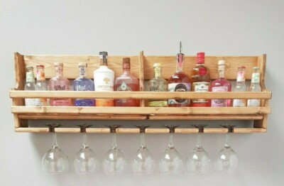 Wall Mounted Wooden Spirit Rack Reclaimed Pallet Wood Spirit