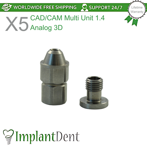 5x Dental CAD/CAM Multi Unit System 1.4mm Analog 3D Straight Angulated ...