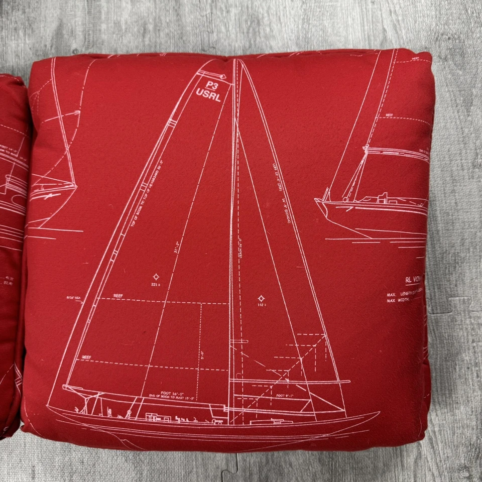 РЕДКАЯ P3 USRL VOYAGER RALPH LAUREN ПАРУСНЫЙ КРАСНЫЙ ПЕЧАТЬ МОРСКОЙ ЛОДКИ БРОСИТЬ ПОДУШКИ - Изображение 2 из 4