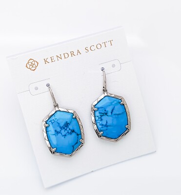 New KENDRA SCOTT 485 Variegated Turquoise Magnesite Daphne Silver Drop  Earrings