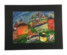 Original Watercolor Painting Sputnik Vintage 1992 Famous Artist Igor Shulman