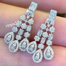 Drop-Dangle Earring Jewelry Party Wear Lab Created Diamond For Women's 925 SS
