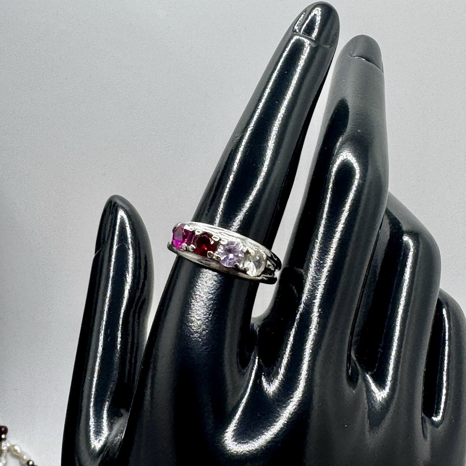 Solid 10k White Gold Ring with Semi Precious Birt… - image 16