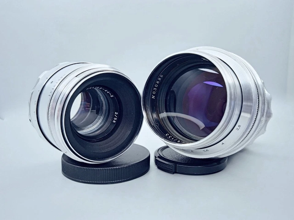 📸 Montura TAIR 11 2.8/133 KMZ M42 / Lente soviética Helios 44-2 58 mm f2 plateada JUEGO 2 Foto 2 de 4
