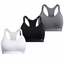 PUMA Ladies' Sports Bra 3 Pack Athletic Wear Medium Impact - E41