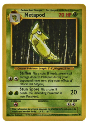 Metapod 54/102 Common Non Holo Base Set Unlimited WOTC NM with eBay Shipping
