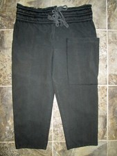 VTG Ginger Cropped Pants /- 36x22 Black Wide Tapered Leg High Waist 100 Cotton