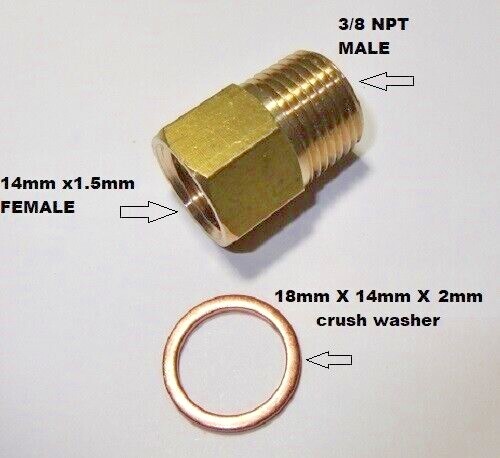 Raccord Réducteur Laiton 1/8" NPT Mâle X M14 X 1.5 Femelle - Pour Jauges, Pression - 1 Pièce Neuve