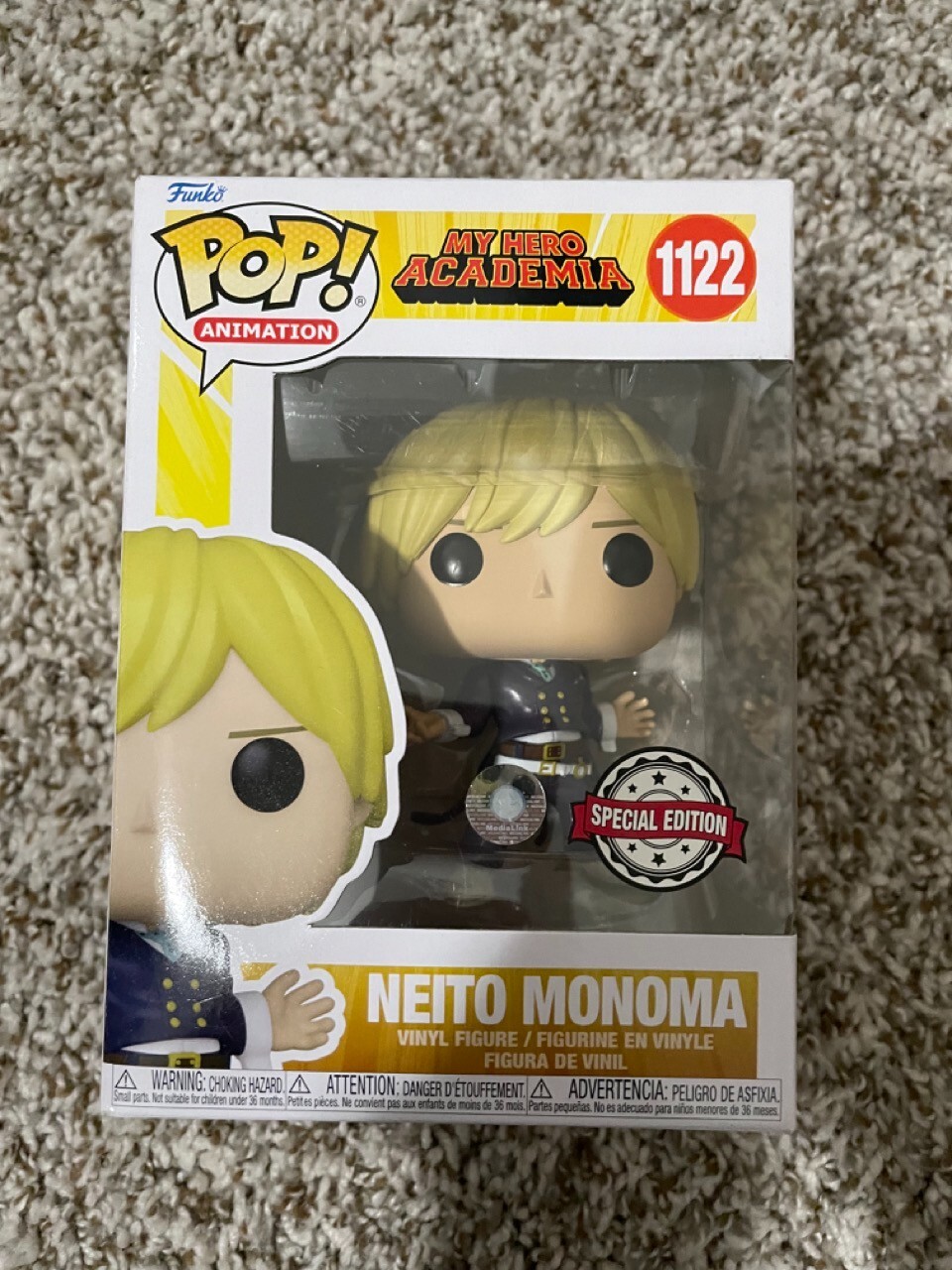 Sale Funko Pop! Animation My Hero Academia Neito Monoma #1122 Se Vinyl Figure In Box