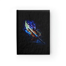 Custom designed Book of Shadows flaming pen witch magick Journal - Blank 128pgs