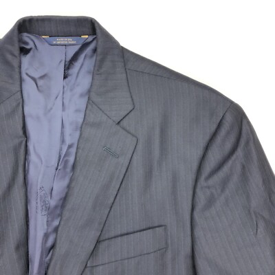 Brooks Brothers Saxxon Madison 1818 Jacket Blazer Navy Blue Pinstripes   42 XL