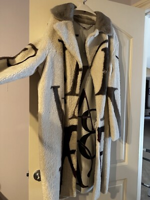 41'' DYED SHEARLING LAMB, DYED MINK TOP STRAIGHT SLEEVE, W/ LETTERS. (REAL FUR)
