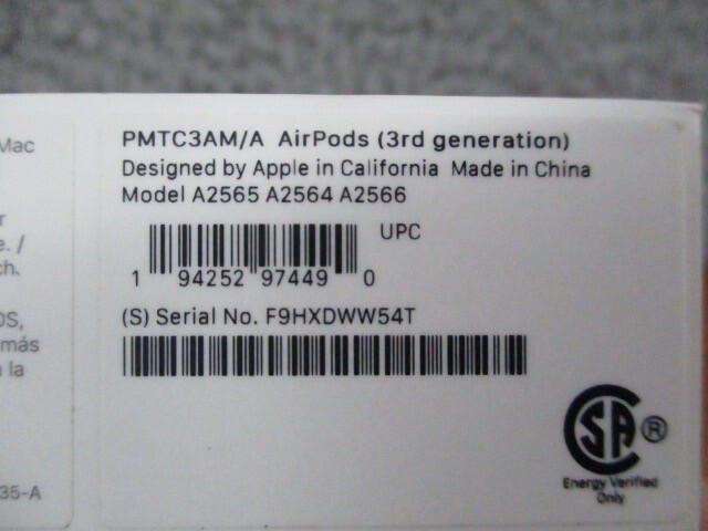 Apple AirPods 3rd Generation EMPTY BOX ONLY With Manual & Inserts