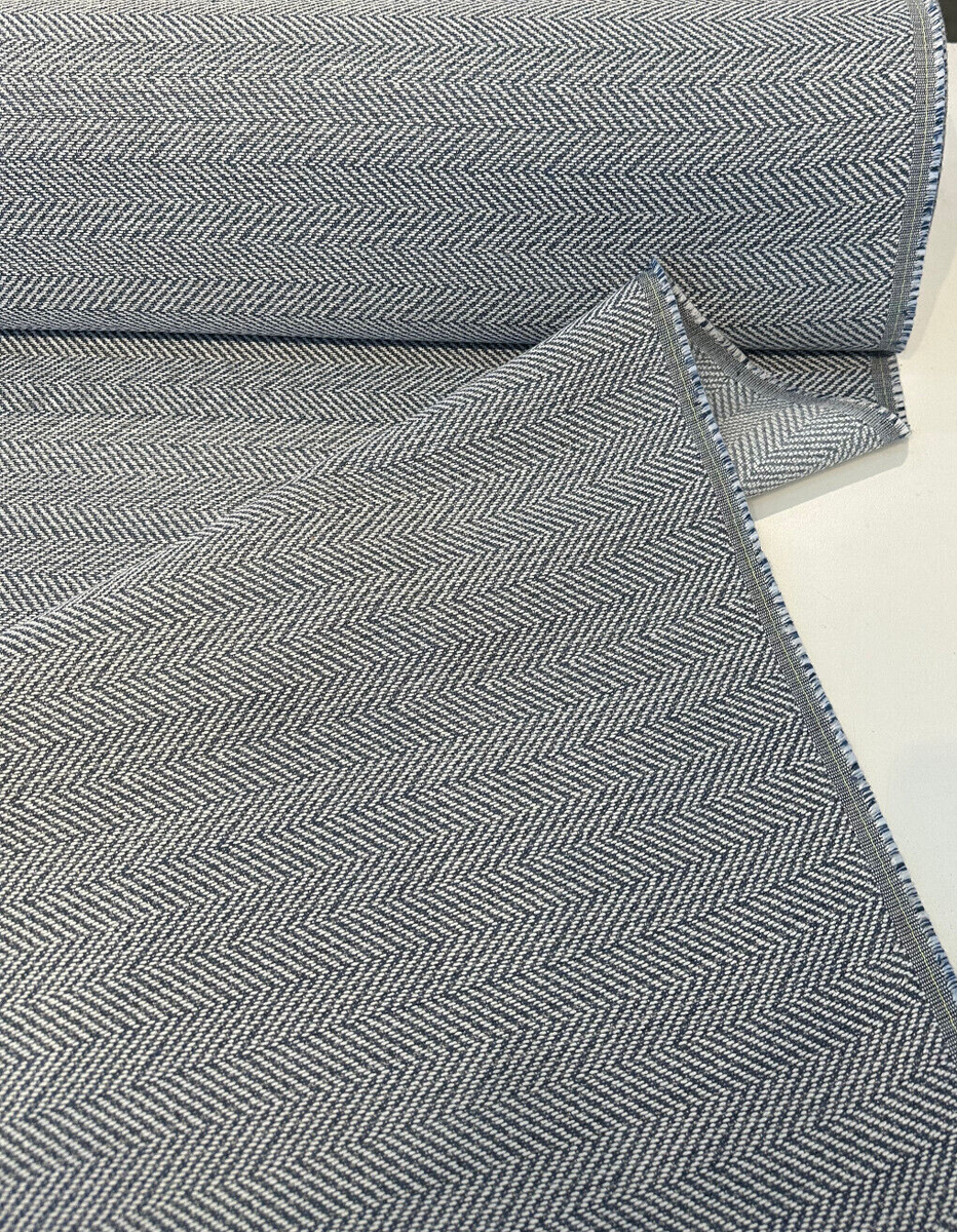 Posh Sapphire Blue Sunbrella Herringbone Outdoor 44157-0053