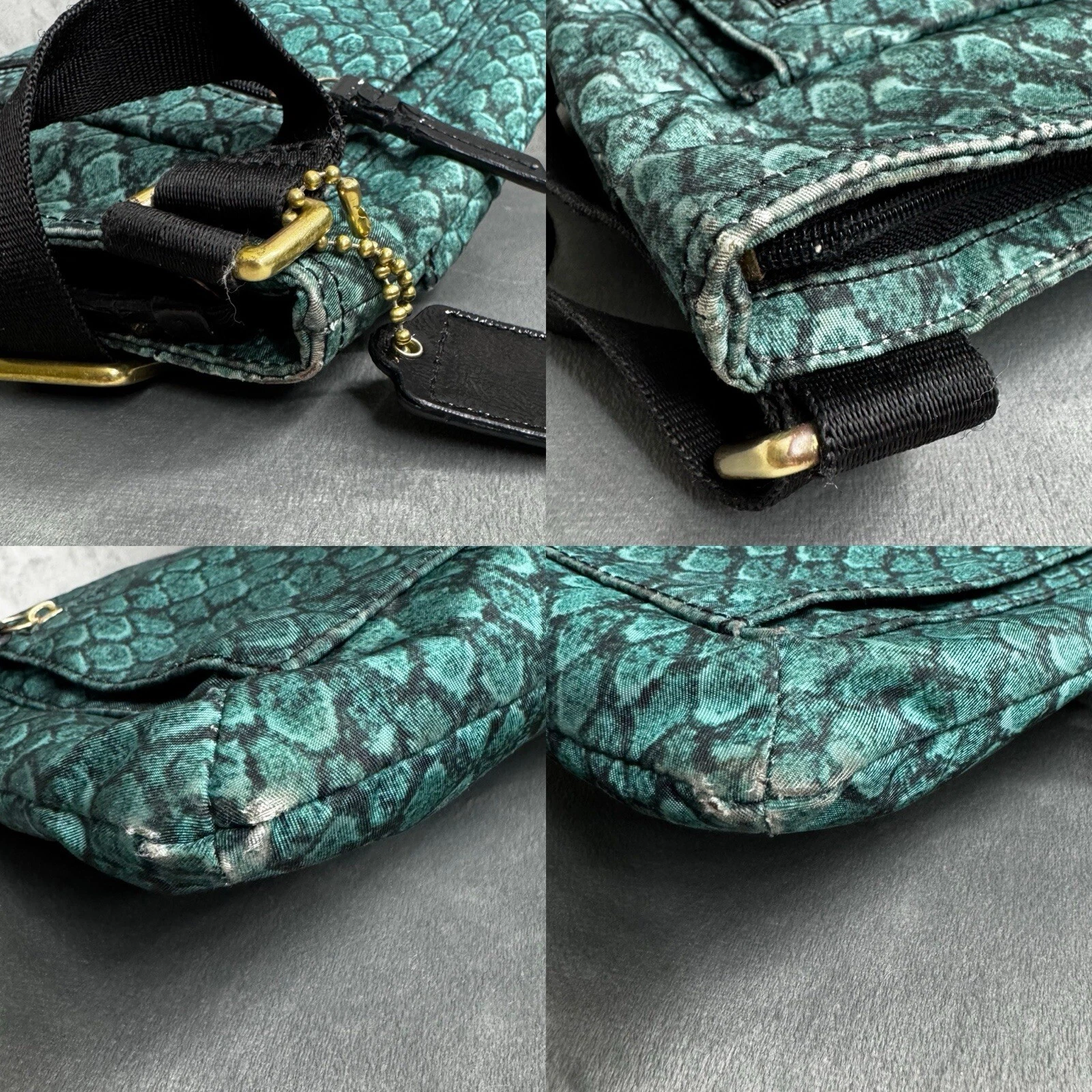 Borsa a tracolla Coach stampa serpente smeraldo tracolla regolabile F77481