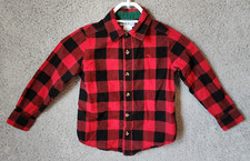 Tommy Bahama Red Buffalo Plaid Button Up Long Sleeve Shirt Youth Size 5/6 Cotton