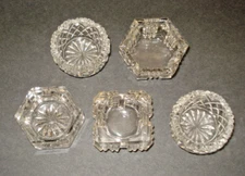 Vintage Lot 5 Assorted Cut Glass Faceted Salt Cellers Dips