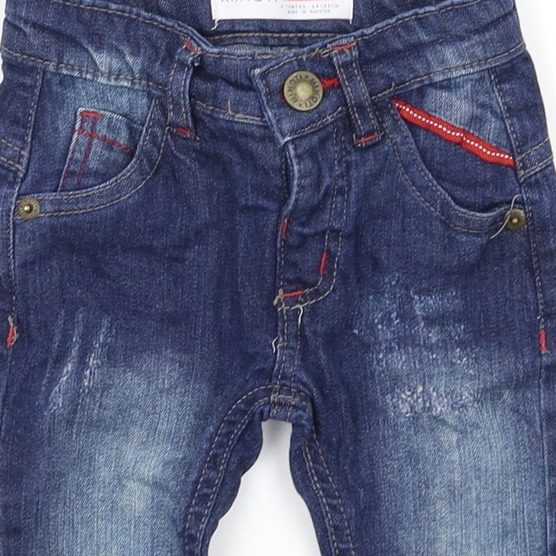 Minoti Boys Blue 100percent Cotton Cargo Jeans Size 6-9 Months image 8