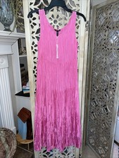 NWT 378 Eileen Fisher Tulip Pink Crushed Silk F/L Tiered Dress XXS Gorgeous