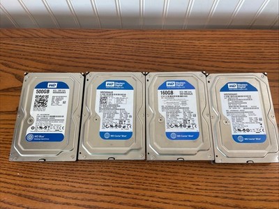 LOT OF 4 Western Digital WD Caviar Blue 160- 500Gb Mixed HDD 3.5'' WD500AAKX