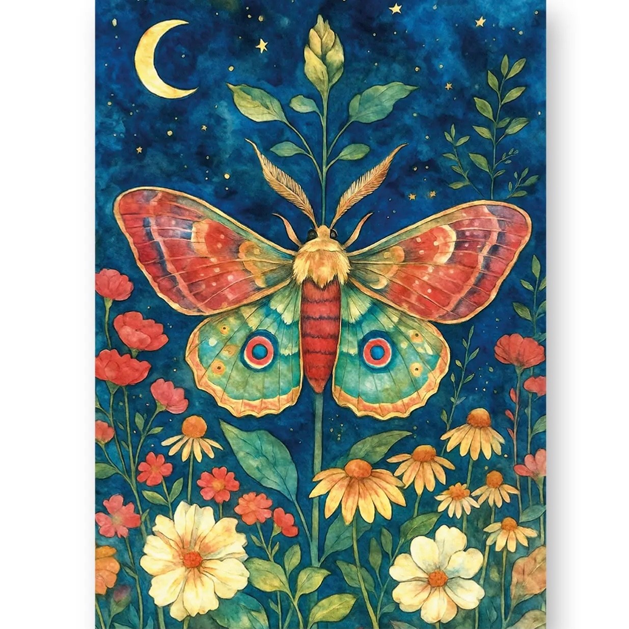 Ascension Fine Art Blank Greeting / Birthday Card - Moths Insects Moon Butterfly