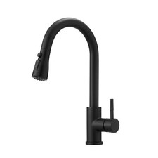 Kitchen Sink Faucet, Stainless Steel, Black