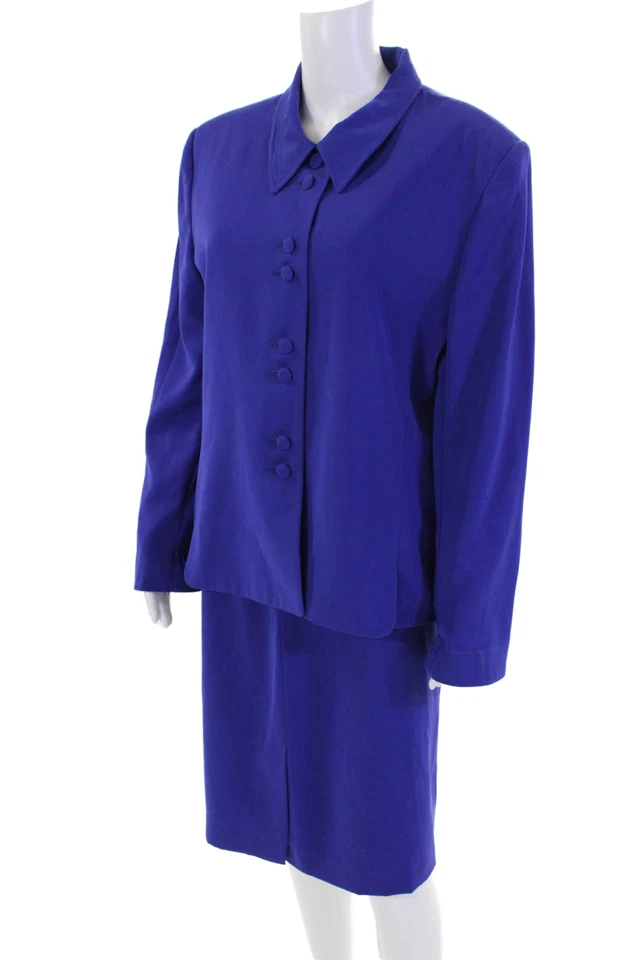 Conjunto de falda blazer azul con botones delanteros talla 18M de Executive Collection para mujer Foto 4 de 4