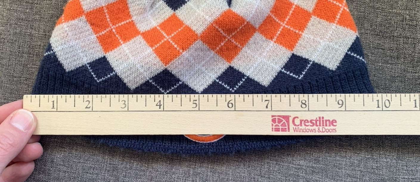 Youth Chicago Bears Knit NFL Team Apparel Reebok Beanie Hat Navy/Orange Argyle thumbnail 8