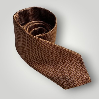 ROBERT TALBOTT Tie Silk Tie Geometric 100% Silk Necktie Made in USA Tan/Brown