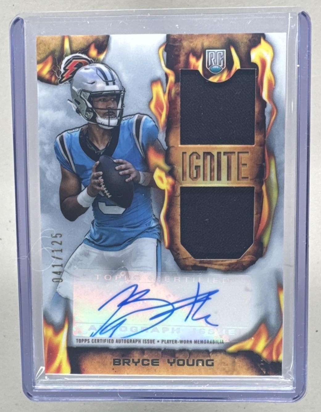 Bryce Young 2023 Topps Composite Resurgence White Ignite RC Patch Auto 41/125