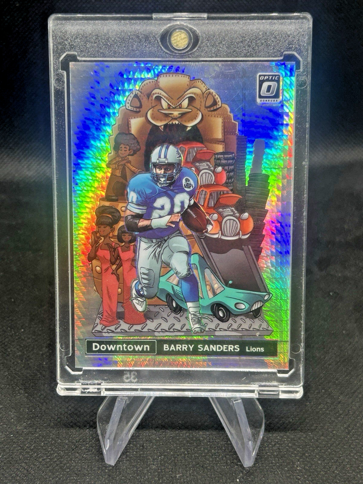 Barry Sanders #DT-15 Football Cards 2019 Donruss Optic Downtown trading card — raw and PSA graded price guide