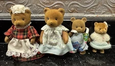 Flocked Bears Mixed Bear Lot 4 Figures Sylvanian Family Maple Town Plus ?