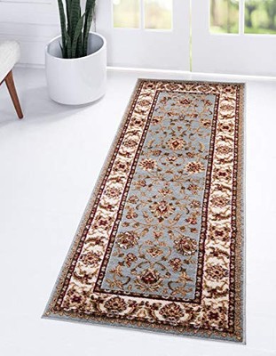  Voyage Collection Traditional Oriental 2' 2'' x 6' 1'' Runner Light Blue/Cream