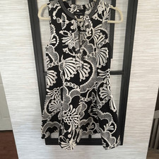 Banana Republic 100% cotton black and cream BoHo floral print fit, and flare dre