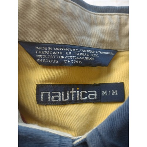Vtg 90s Nautica Color Block Button Up Shirt Long sleeve Preppy Medium - Picture 3 of 4