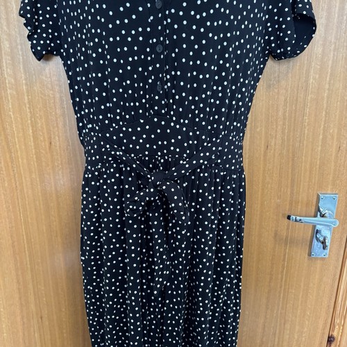 Mauvette Jumpsuit Women's Size UK 14 Black White Polka Dot Button Tie Summer - Picture 4 of 22