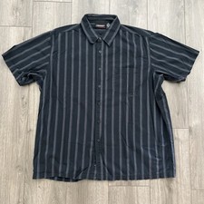 Dickies Short Sleeve Button Up Shirt Mens 2XL 50-52 Black/Stripes 100 Cotton