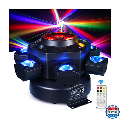Flashback Events 150W Moving Head DJ Light   6-Arm Spider Beam & Bee-Eye Wash Hy