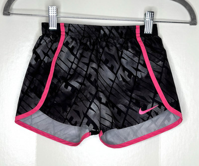 Nike Dri-Fit Girls 6X Athletic running shorts Black Gray Pink print shorts tempo