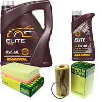 Inspektionspaket 6L Mannol Elite 5W-40 FüR VW T-ROC 2.0 TSI 4Motion Tiguan Golf