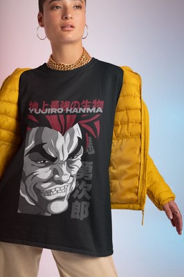 Anime Baki The Grappler Yujiro Kaoru Hanayama Black T Shirt Size S - 5XL
