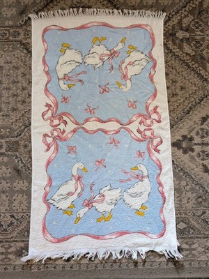 Vintage Cannon Country Geese Towel NWT 1980s Grandma Chic Fringe 40x22