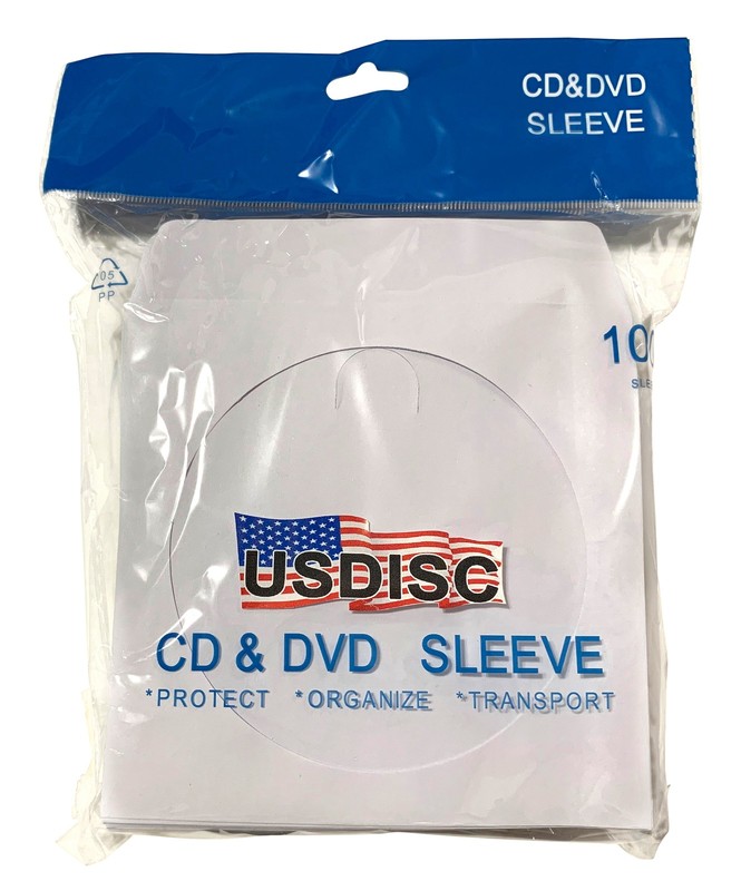 200 USDISC Paper Sleeves 100g Window, Flap (White)