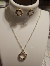 Gold Tone Colorful Circle Jewelry Set