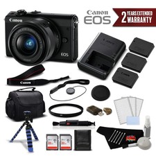 Canon EOS M100 Mirrorless Digital Camera 15-45mm Lens Black 2209C011 Intl Mo