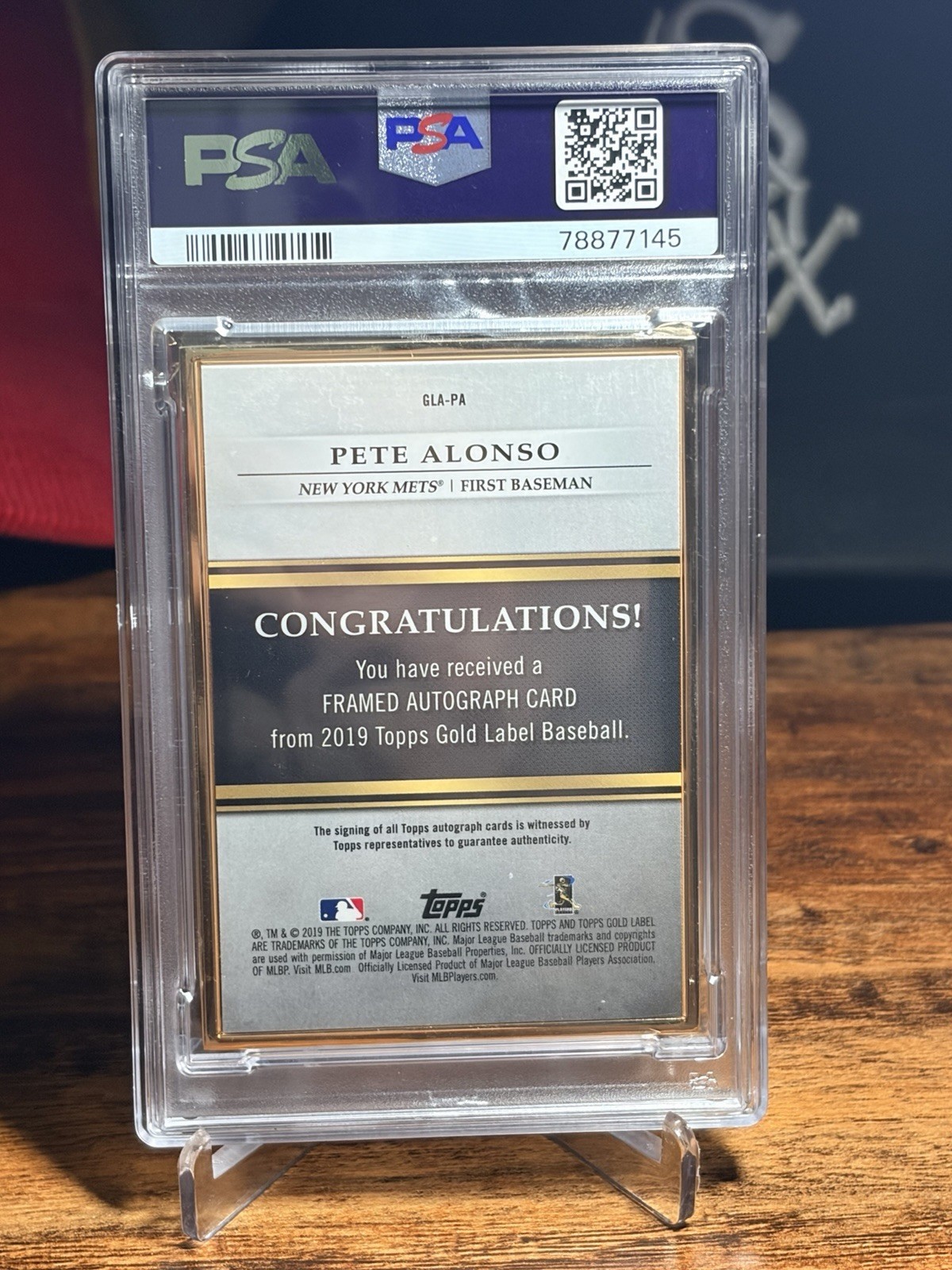 2019 Topps Gold Label Pete Alonso Framed Autograph PSA 9 #PA Rookie (RC) view 2