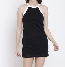 Forever 21 Sleeveless Halter Black Mesh Sheath Dress Size L