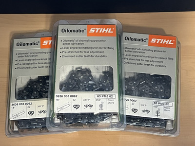 Lot of 3 - Stihl 63PM3 62 Saw Chains 3/8P .050 62DL OEM Picco Micro 3 - NOS