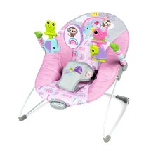 Bright Starts Pink Paradise Portable Baby Bouncer with Vibrating Infant Seat and