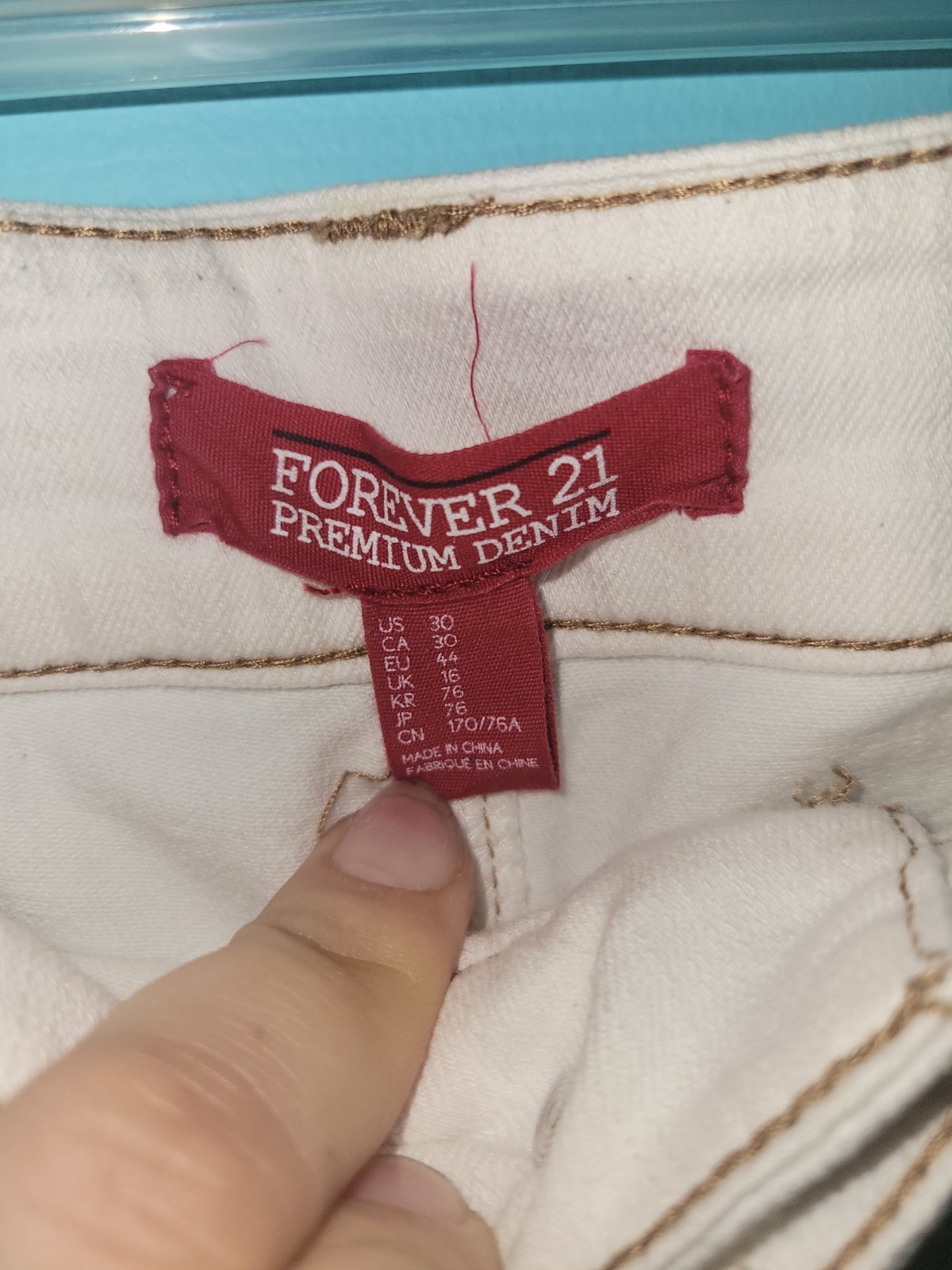 Boho Patchwork Multi-color White Jean Shorts Sz. … - image 5